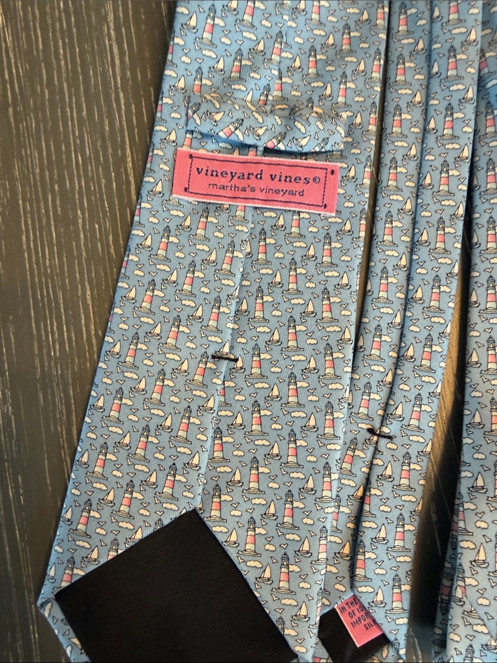 2 Men's Vineyard Vines Nautical Light Blue and Navy Patterned Silk Ties - Picture 6 of 9